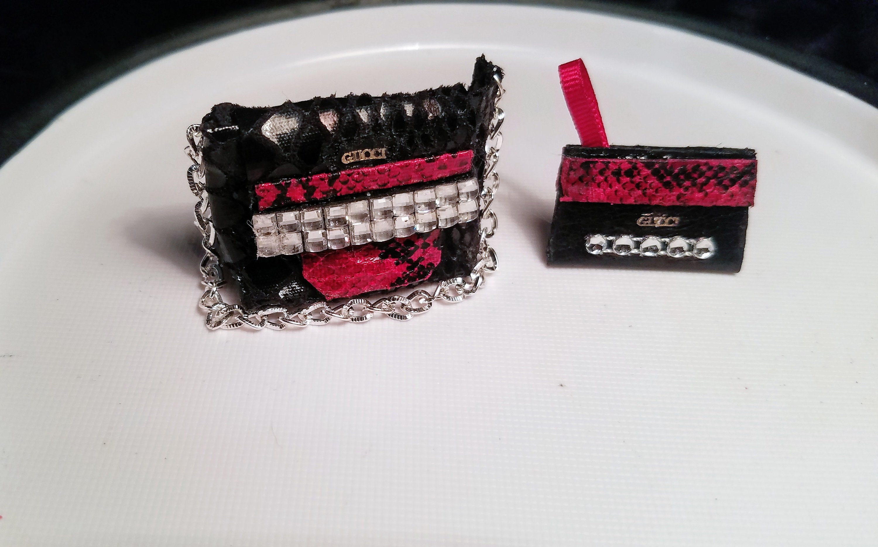 Miniature Barbie Gucci Purse/Handbag &amp; Wallet Makeup Set US | Etsy