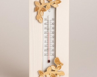 Natuurthermometer - Dennenhouten huisdecoratie