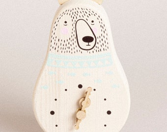 Orologio Matrioska Orso - Piccolo orologio d'appoggio in legno di abete, con indicatori | Decorazione per la casa | Arte in legno da tavolo