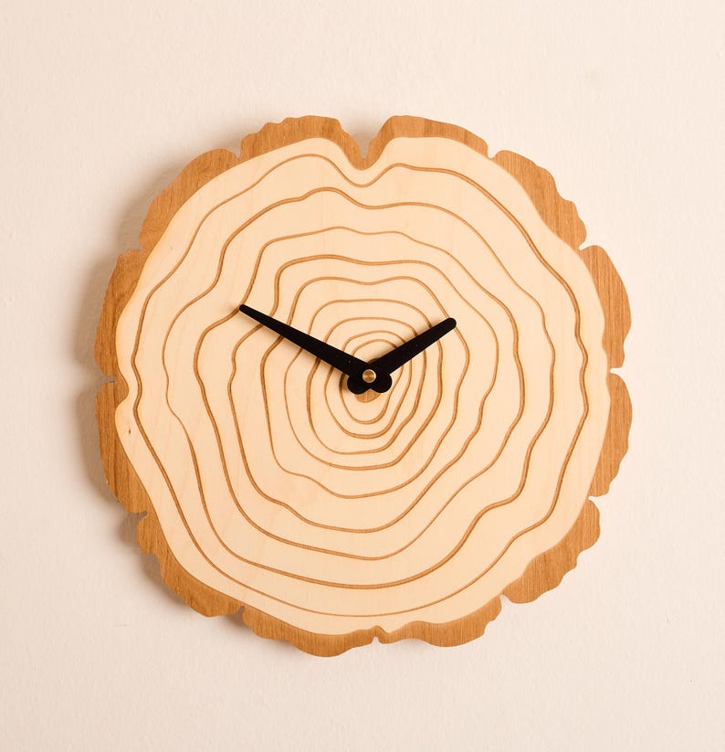 Orologio Ticktock - da parete, silenzioso, con indicatori delle ore | Decorazione per la casa | Arte da parete in legno | Regalo per la casa immagine 1