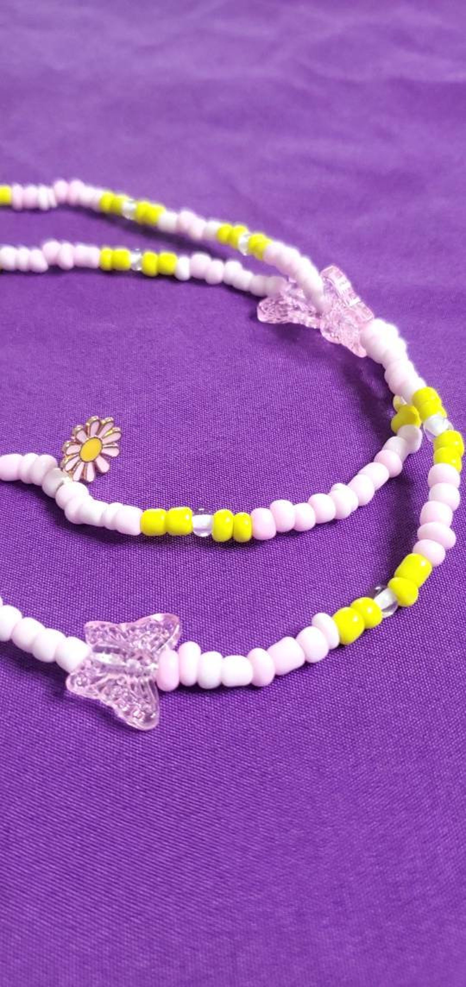 Summer fling pink waist beads butterfly charms Etsy