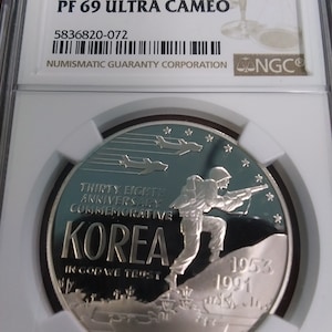 1991-P Korean War Silver Dollar PF 69 Ultra Cameo NGC