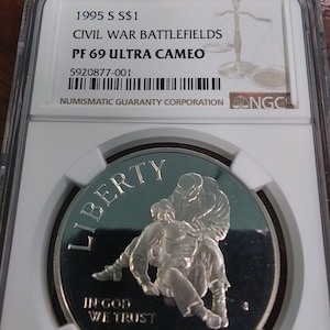 1995-S Civil War Battlefields Silver Dollar PF 69 Ultra Cameo NGc