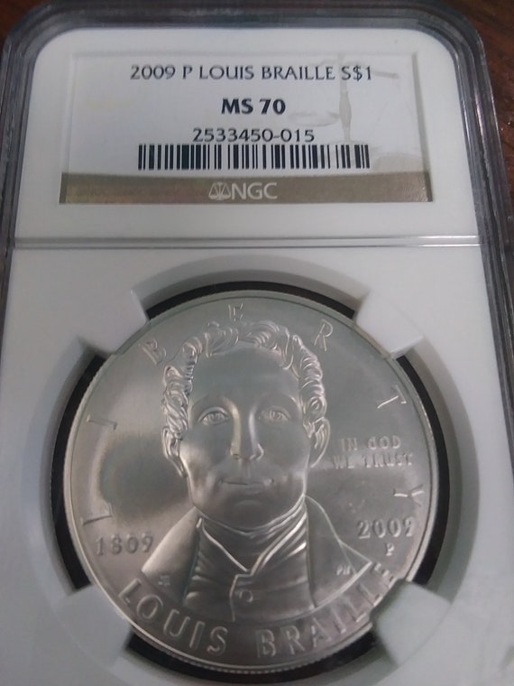 2009-P Louis Braille Silver Dollar NGC MS 70 