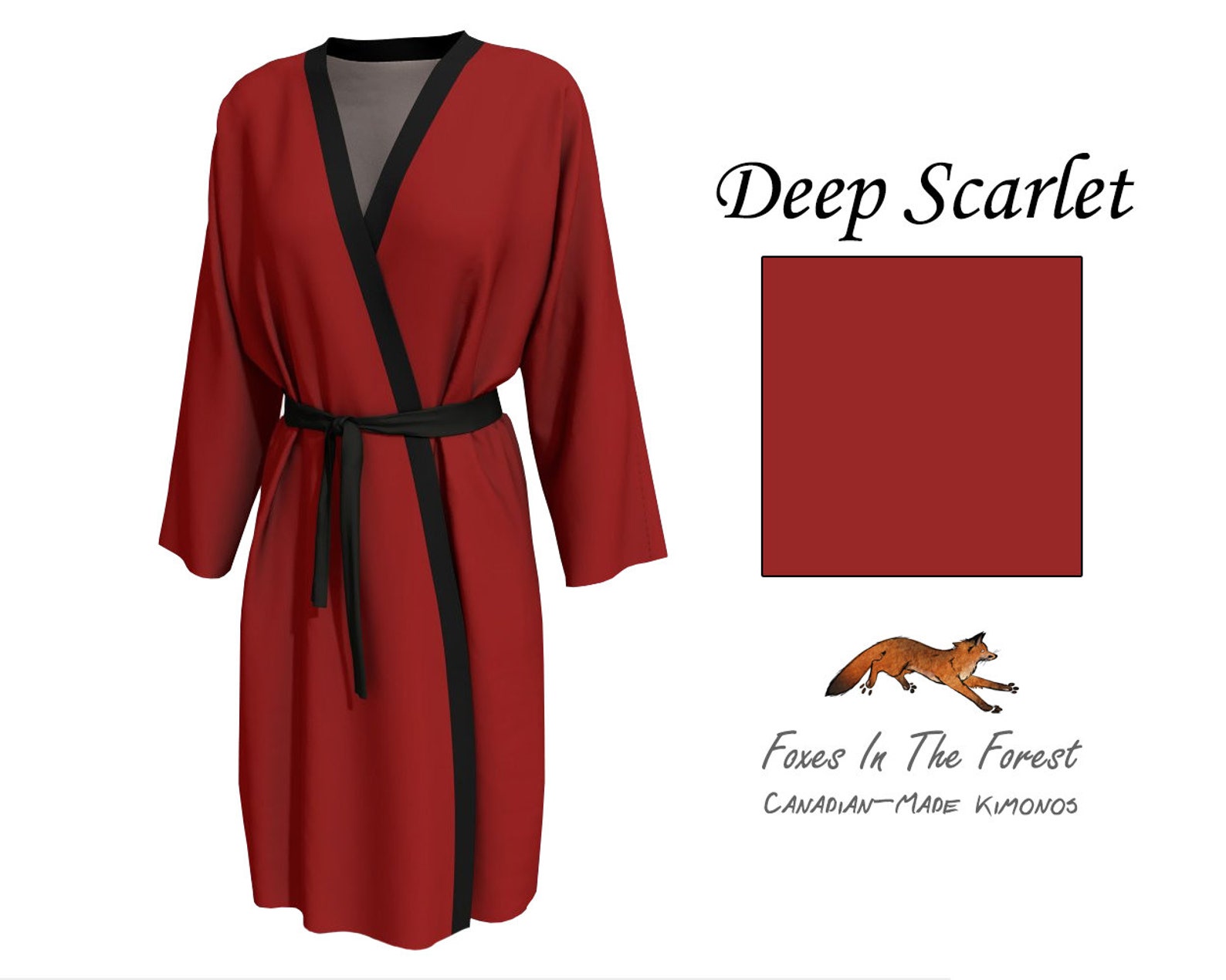Deep Scarlet Kimono Robe Long Etsy