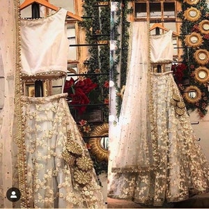 white bridal lengha