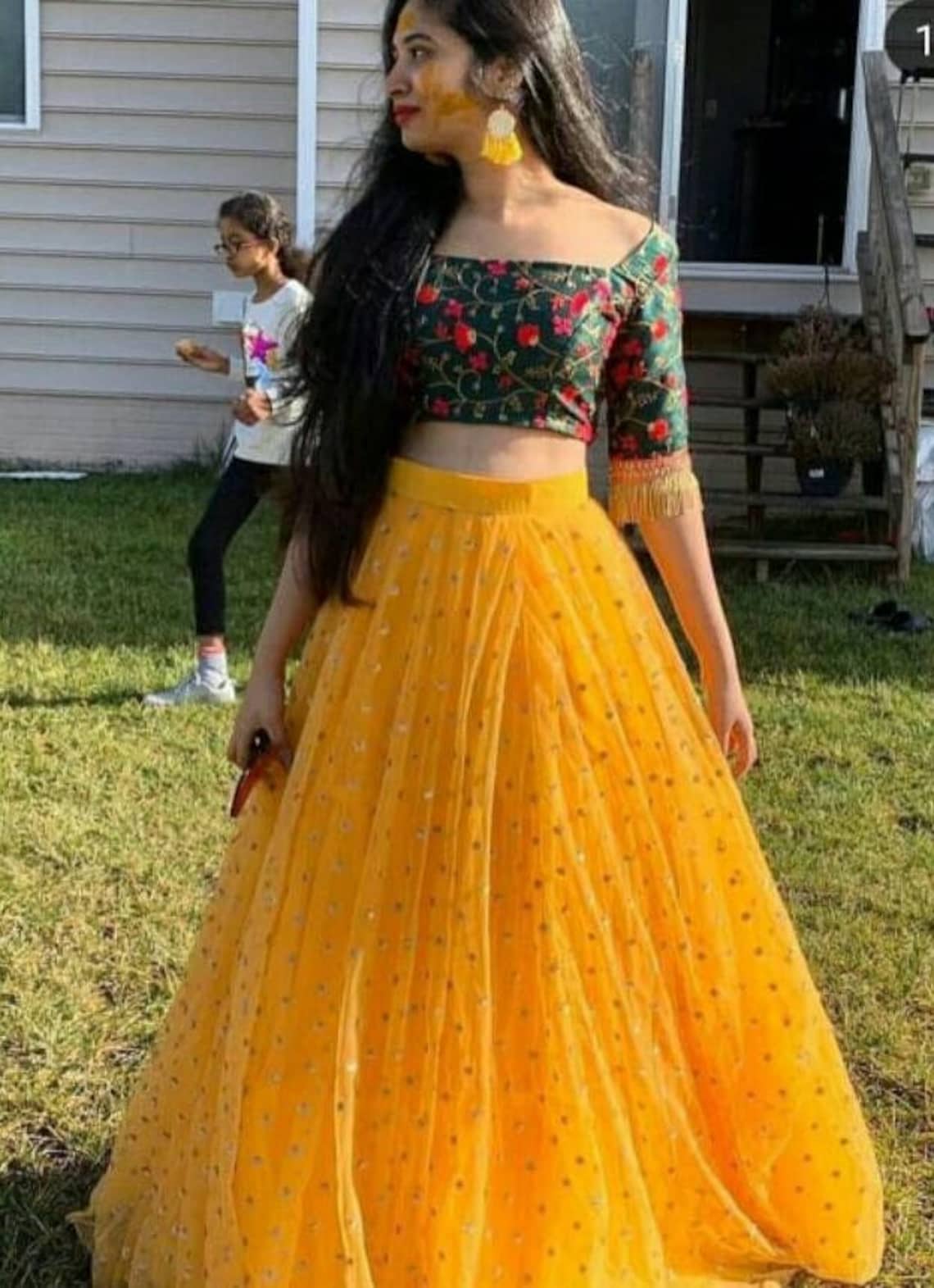 Designer Yellow lehenga choli for women party wear Bollywood Etsy