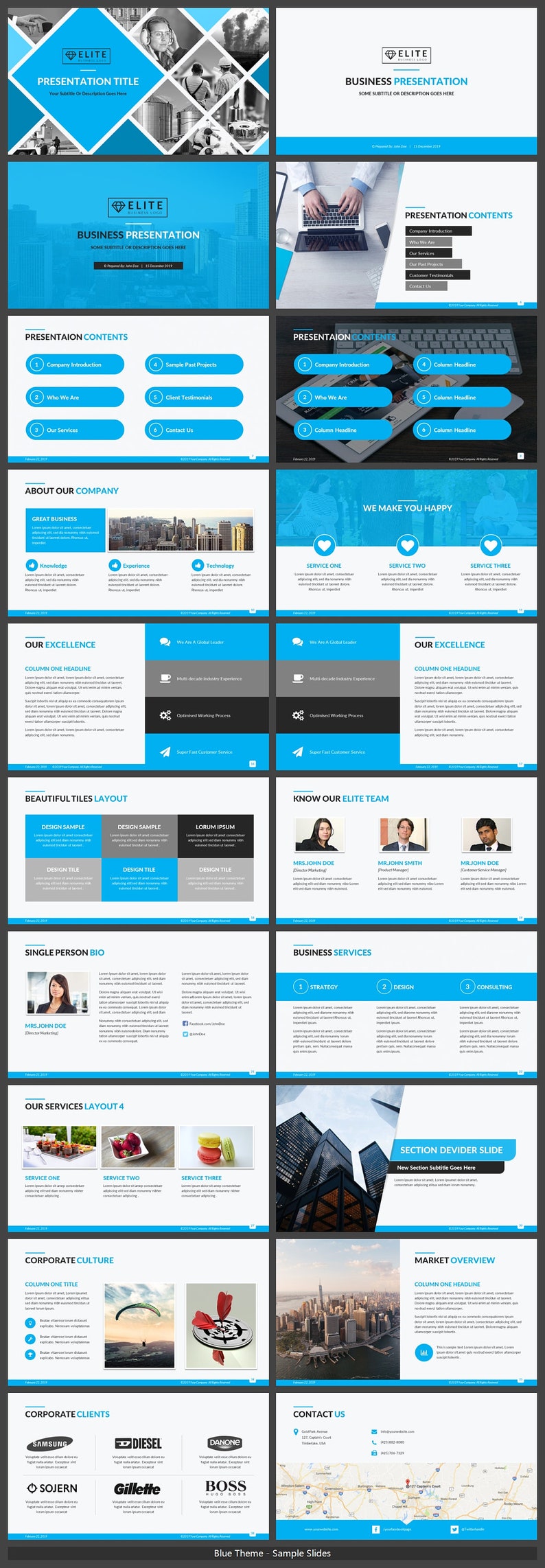Elite Powerpoint Template For Modern Corporate Business Etsy