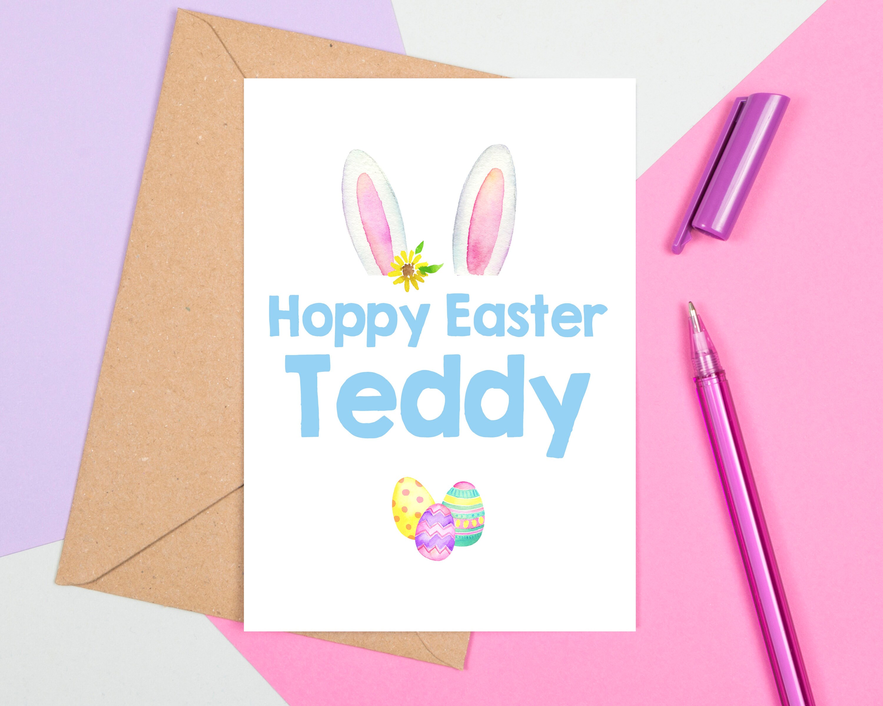 Personalised Hoppy Easter Card Easter Easter Bunny Easter | Etsy