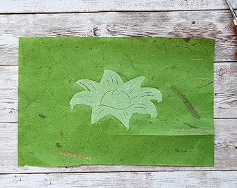 Collared Earthstar Mushroom Print: Handmade Lino Block Print on Thai Mulberry Paper