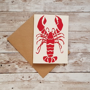 Lobster Lino Print, Anniversary Card, Valentines Day Card, Lino Art, Lino Print, Linocut Art, Personalised Card, Sea Creature Prints