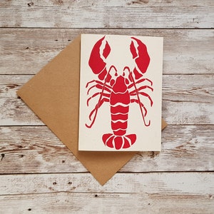 Lobster Lino Print, Anniversary Card, Valentines Day Card, Lino Art, Lino Print, Linocut Art, Personalised Card, Sea Creature Prints