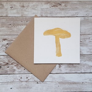 Biglietto con fungo, testa rotonda blu, linoleografia, stampa a blocchi, stampa in rilievo, decorazioni autunnali, stampa di funghi, stampa naturalistica, regali per raccoglitori, Cottagecore