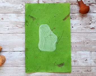 Psychedelic Mushroom Print: Hand-Pulled Lino Art on Thai Mulberry Paper