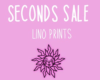 Seconds Sale, Misprint Prints, Sun Tarot Card Print, Ocean Theme Decor, Octopus Lino Print, Linocut Art, Divination Cards, Astrology Print