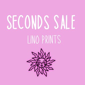 Seconden verkoop, drukfouten, Sun Tarot Card Print, Ocean Theme Decor, Octopus Lino Print, Linosnede kunst, Waarzeggerijkaarten, Astrologie Print
