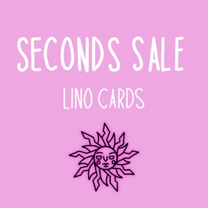 Seconden verkoop, drukfouten, Linosnede kunst, Valentijnsdag kaart, zeewezen prints, Robin kerstkaart, kreeft kaart, handgemaakte kaart