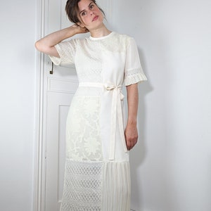 Vanilla Bamboo and Silk Midi Dress Loose Fit with Short T-Shirt Sleeves and Belt image 1