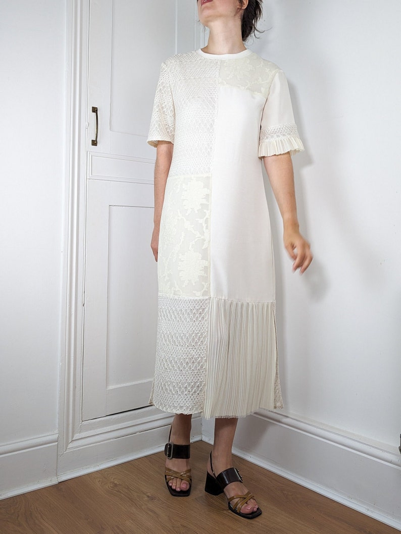 Vanilla Bamboo and Silk Midi Dress Loose Fit with Short T-Shirt Sleeves and Belt image 7