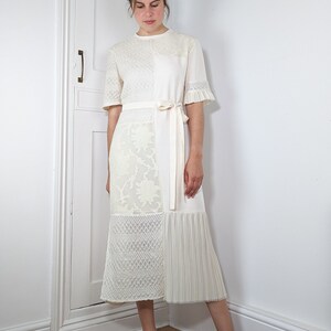 Vanilla Bamboo and Silk Midi Dress Loose Fit with Short T-Shirt Sleeves and Belt image 5