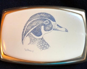 Wood Duck Belt Buckle by Lou DePaolis