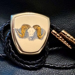 Colored Ram Skull Bola Tie by Lou DePaolis