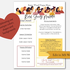 Editable Relief Society Newsletter/Diversity/ 2024 Newsletter/ Women of the World/ Unity and Diversity/ Relief Society Presidency