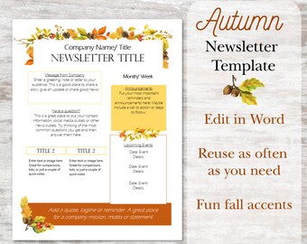 Newsletter Template Word Etsy