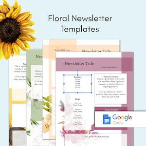 Editable Newsletter Template Bundle/ Google Docs Word Newsletter Template/ Business Newsletter/ Email Newsletter Template/ Floral Newsletter