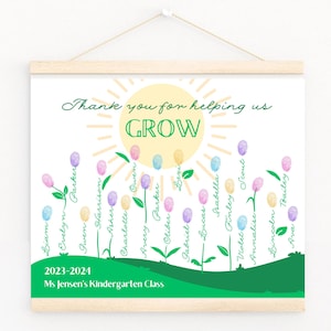 Teacher Appreciation Gift from Class | Fingerprint Teacher Gift | End of Year Teacher Present | Canva DIY | Flower Garden | Personalized