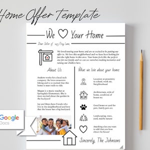 Plantilla de carta de oferta de vivienda/ Carta de compra de vivienda/ Carta al vendedor/ Visual/ Editable/ Imprimible/ Carta de bienes raíces/ Carta de presentación/