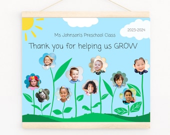 Regalo de agradecimiento al maestro de la clase / Regalo del maestro con imagen / Regalo del maestro de fin de año / Bricolaje / Ayúdanos a crecer / Regalo personalizado / Canva