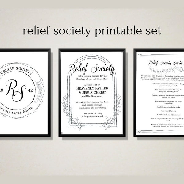 Relief Society Purpose, Motto, Declaration/ Relief Society Printables/ LDS Poster Set/  Relief Society Newsletter/ Templates