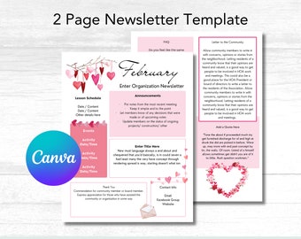 Plantilla de boletín de febrero de Canva/ Plantilla de boletín de invierno editable/ Boletín de negocios/ Boletín de la Sociedad de Socorro/ Noticias en el aula