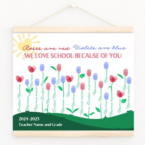 Lehreranerkennung Valentine von der Klasse | Fingerabdruck Lehrer Geschenk | Valentinstag Lehrer Geschenk | Leinwand DIY | Herz Fingerabdruck | Persönlich