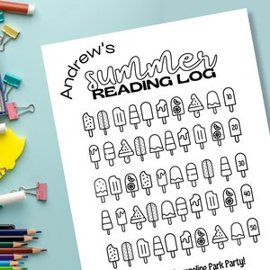 Gepersonaliseerd zomerleeslogboek | Zomerleestabel voor kinderen | Zomerleestracker | Afdrukbaar zomerleeslogboek |  Leesuitdaging