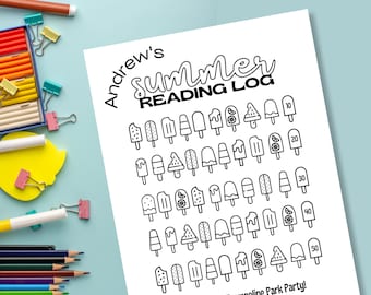 Registro de lectura de verano personalizado / Gráfico de lectura de verano para niños / Rastreador de lectura de verano / Registro de lectura de verano imprimible / Desafío de lectura