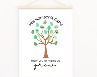 Teacher Fingerprint Gift from Class | Thumbprint Teacher Gift | End of Year Teacher Present | DIY | Tree Thank you | Personalized Gift