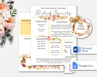 Editable Relief Society Newsletter/ 2023 Newsletter/ Come Follow Me/ LDS Newsletter Template/ Relief Society Presidency