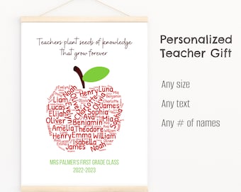 Regalo de agradecimiento al maestro de la clase / Regalo personalizado del maestro / Regalo del maestro de fin de año / Regalo personalizado con nombres / Gracias