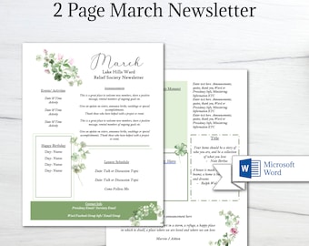 Editable March Newsletter Template/ MS Word Newsletter Template/ Business Newsletter/ Spring Newsletter/ Newsletter Word/ School Newsletter