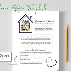 Carta de oferta de vivienda/ Plantilla editable/ Carta de compra de vivienda/ Carta al vendedor/ Visual/ Editable/ Imprimible/ Carta de bienes raíces/ Carta de presentación/