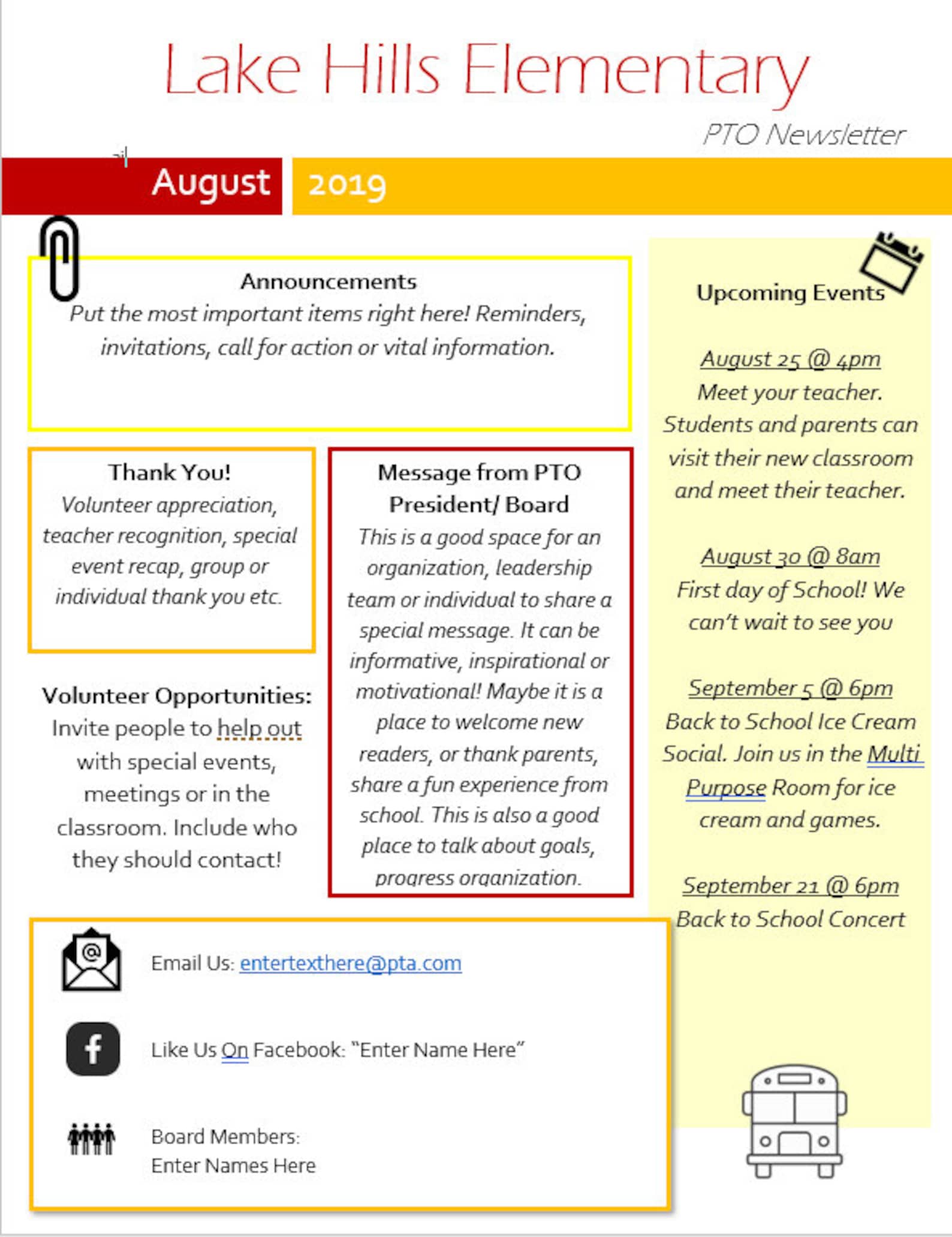 Pta Newsletter Template Pta Newsletter Template