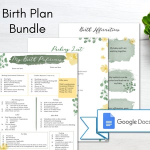 Editable Birth Preferences/ Birth Plan Template/ Birth Affirmations ...