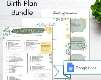 Editable Birth Preferences/ Birth Plan Template/ Birth Affirmations/ Custom Birth Plan/ Hospital Birth Plan/ Natural Birth Plan/ Doula