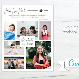 Yearbook Ad Template, Minimal Senior Yearbook Ad, Editable Canva Template, Graduation Ad, High School, Photo Collage, Full Page Graduation