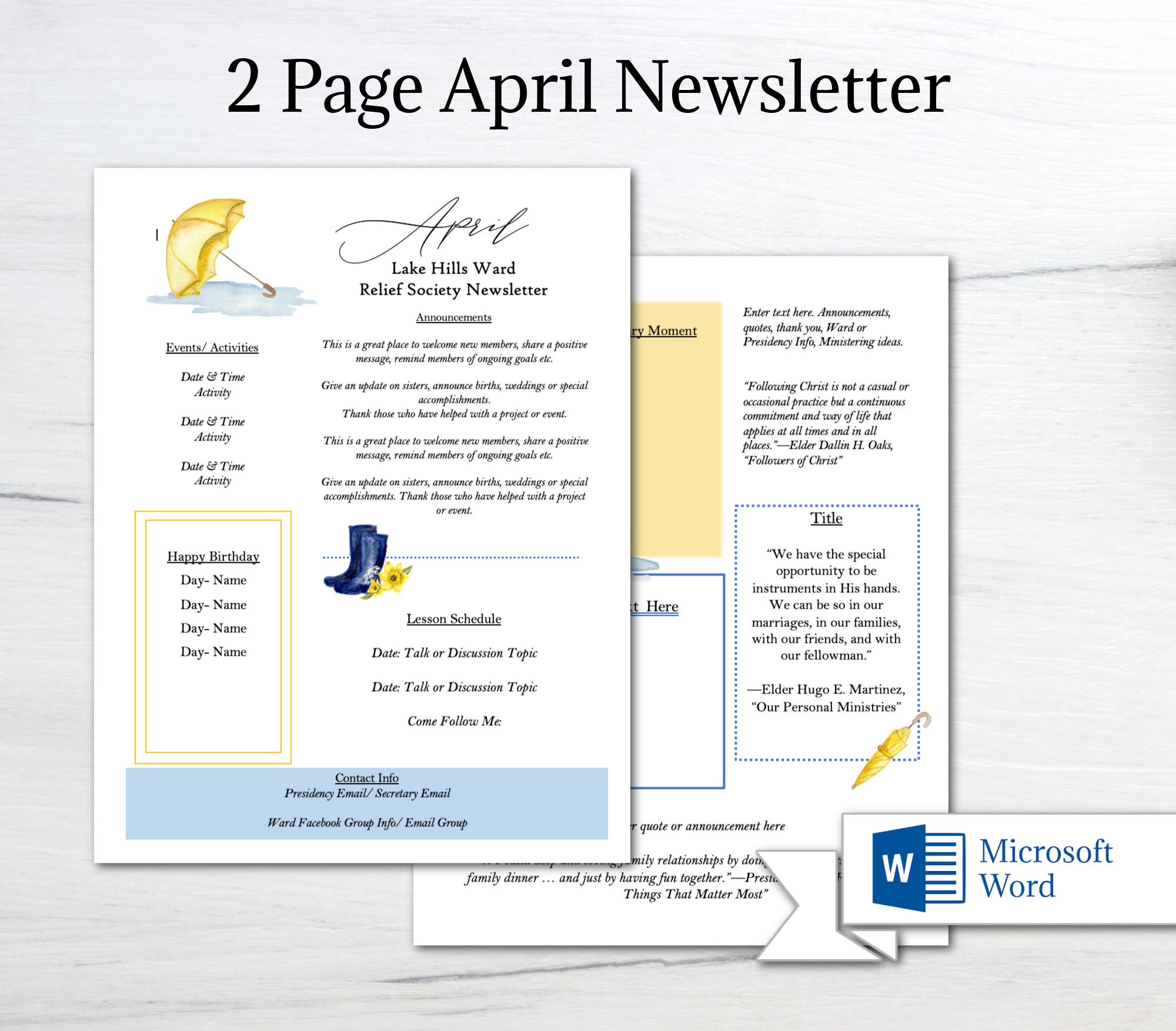 Editable April Newsletter Template/ Word Newsletter Template/ HOA Editable April Newsletter Template/ Word Newsletter Template/ HOA