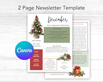 Plantilla de boletín de diciembre de Canva/ Plantilla de boletín de Navidad editable/ Boletín de negocios/ Boletín de invierno/ Boletín de aula