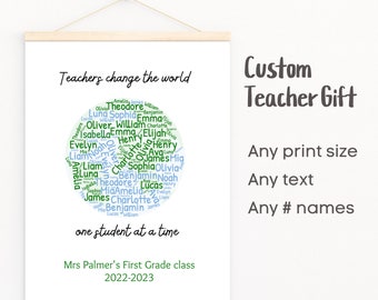 Regalo de agradecimiento para el maestro de la clase / Regalo personalizado para el maestro / Regalo de fin de año para el maestro / Nombres personalizados / Gracias / Cambiar el mundo