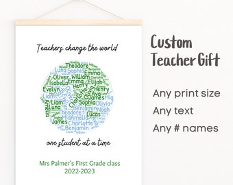 Teacher Appreciation Gift from Class | Personalized Teacher Gift | End of Year Teacher Present | Custom Names| Thank you | Change the World